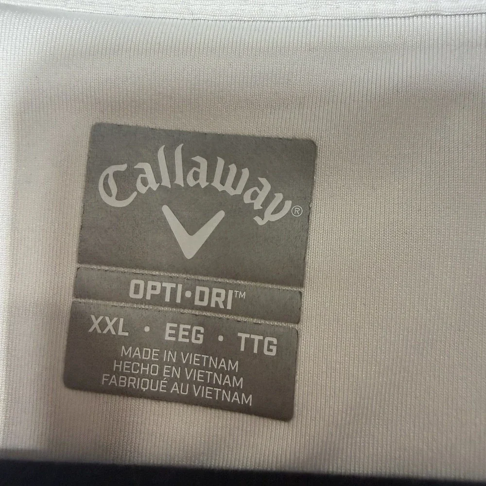Callaway‎ Opti-Dri Golf Polo Mens XXL White Striped Short Sleeve Performance